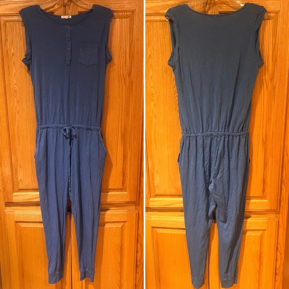 Anthropologie x Sundry Button Front Sleeveless Knit Jumpsuit Blue Size 1 Small - Picture 2 of 6